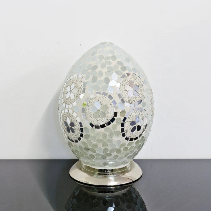 Medium Art Deco Mirrored Flower Egg Lamp