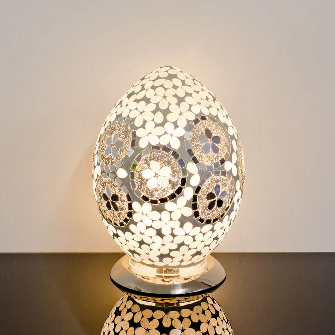 Medium Art Deco Mirrored Flower Egg Lamp