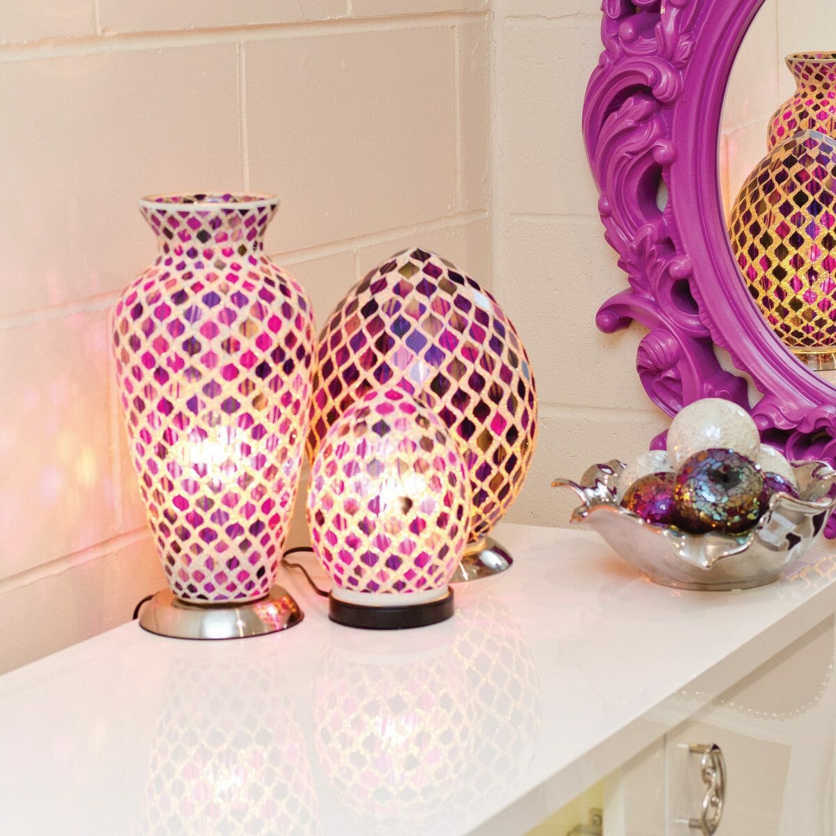 Medium Purple Tile Egg Lamp