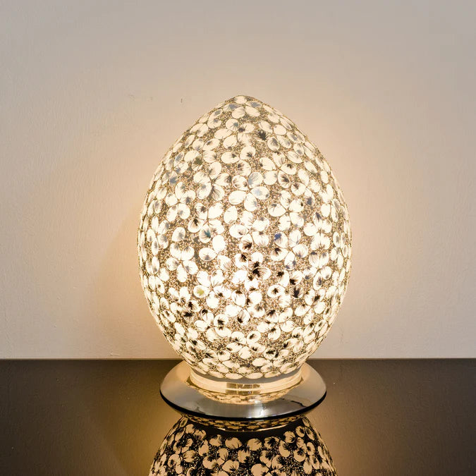 Medium White Flower Egg Lamp
