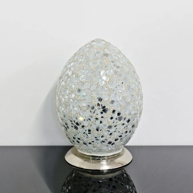 Medium White Flower Egg Lamp